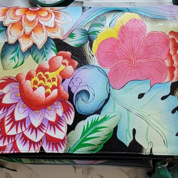 Anuschka hand painted leather boho crossbody bag - Picture 2 of 9